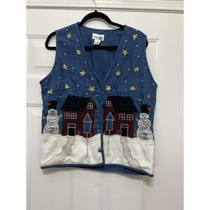 Vintage Paul Harris Vest Size 8 Medium Embroidered Ugly Christmas Grandmacore